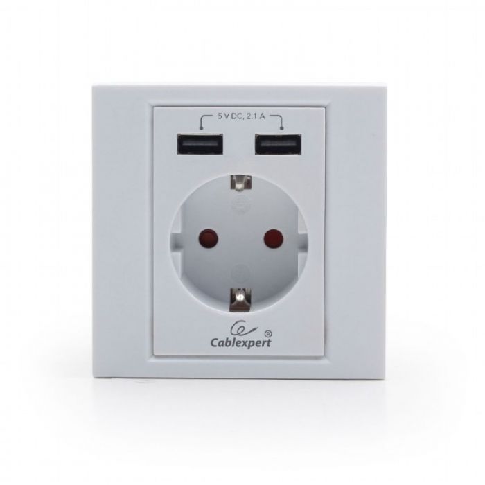 Gembird MWS-ACUSB2-01AC  wall socket with 2 port USB charger, white