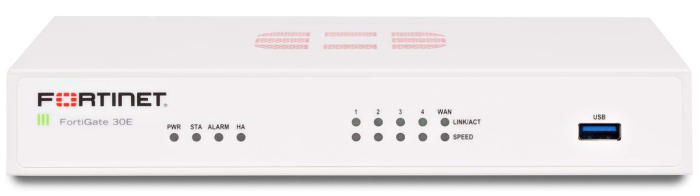 FG-30E-EU, 5 x GE RJ45 ports (Including 1 x WAN port, 4 x Switch ports),  Max managed FortiAPs (Total / Tunnel) 2 / 2