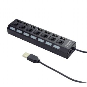 USB 2.0 powered 7-port hub with switches, black (UHB-U2P7-02)